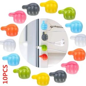 10PCS Silicone Thumb Wall Hook Cable Management Wire Organizer